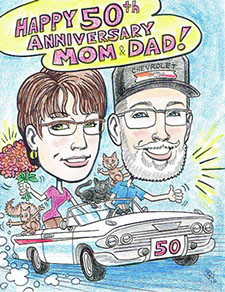 Gift Caricature for 50th Wedding Anniversary