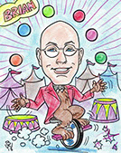 Circus Theme Gift Caricature from a Photo for a Corporate Gift - Juggling