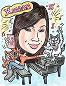 Favorite Pets Gift Caricature from a Photo with Cats and Piano